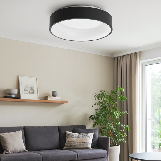 Ideal lux ziggy pl d045 plafoniera led 3000k rotonda nero per ingresso