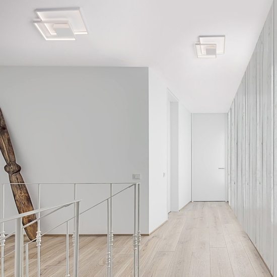 Plafoniera led design bianca geometrica dimmerabile 30w 3000k
