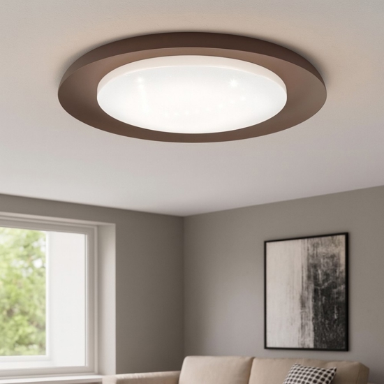 Plafoniera marrone led 17w 3000k effetto cristallo penjamo eglo