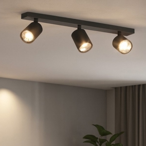 Plafoniera per cucina moderna nera 3 luci orientabili toplight