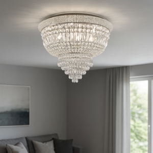 Plafoniera contemporanea ideal lux dubai pl6 cromo cristalli