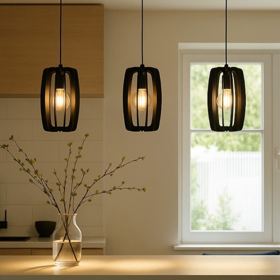 Bajazzara eglo lampadario da cucina portalampada in legno colore nero