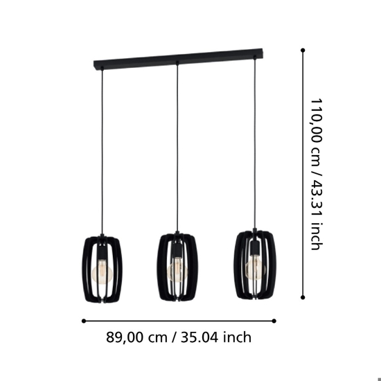 Bajazzara eglo lampadario da cucina portalampada in legno colore nero