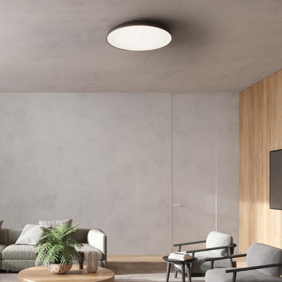 Plafoniera cucina moderna disco champagne led dimmerabile design