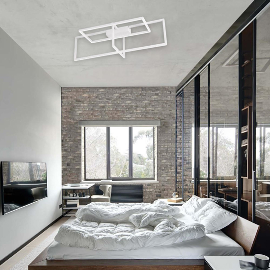 Plafoniera led design moderna bianca per camera da letto