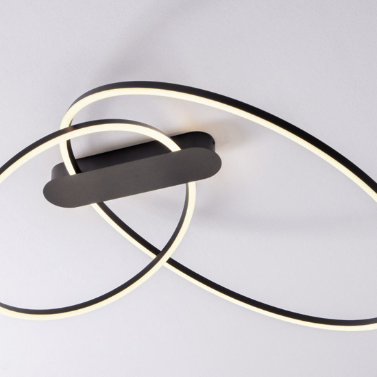 Plafoniera kiki nera moderna cerchi led 3000k dimmerabile