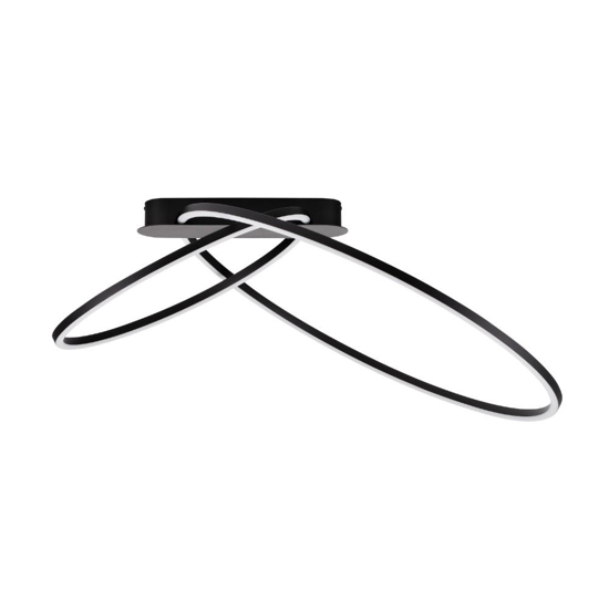Plafoniera kiki nera moderna cerchi led 3000k dimmerabile