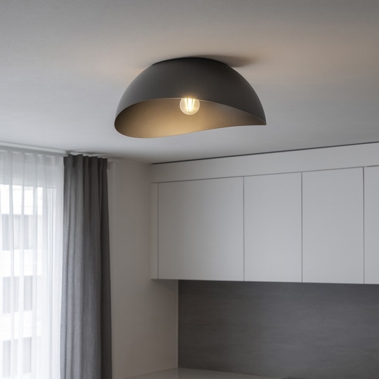 Plafoniera opi cupola 50cm semisfera nera moderna