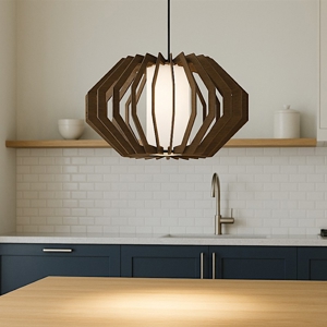 Rusticaria eglo lampada a sospensione paralume in legno e vetro