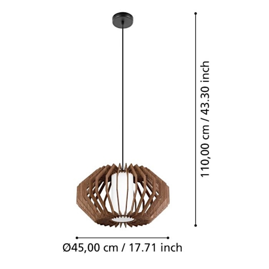 Rusticaria eglo lampada a sospensione paralume in legno e vetro