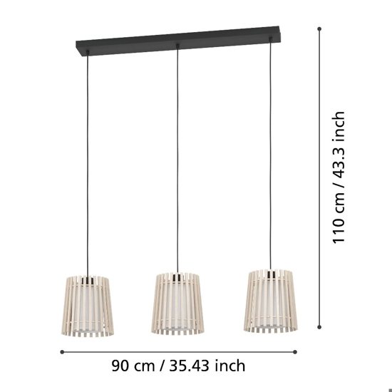 Fattoria eglo lampadario da cucina 3 luci design nordico