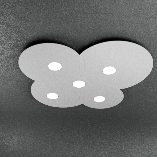 Plafoniera per cucina 5 luci moderna grigio toplight cloud