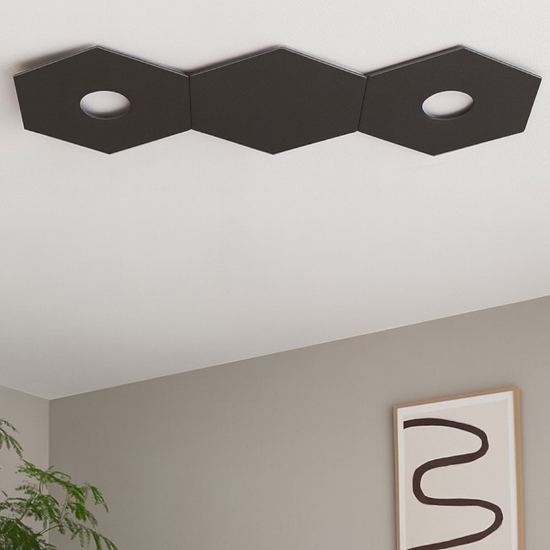 Toplight hexagon plafoniera da cucina moderna 2 luci marrone rettangolare
