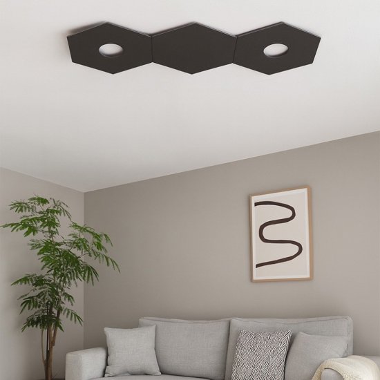 Toplight hexagon plafoniera da cucina moderna 2 luci marrone rettangolare
