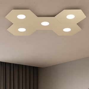 Toplight hexagon plafoniera moderna componibile da cucina sabbia 5 luci