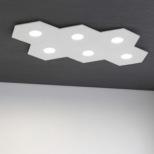 Plafoniera top light hexagon 6 luci grigio per cucina moderna