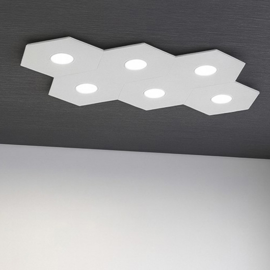 Plafoniera top light hexagon 6 luci grigio per cucina moderna