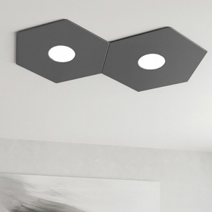Plafoniera grigio design moderna esagono antracite