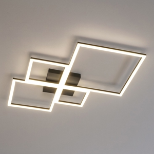Plafoniera 88w 3000k 4000k toplight four squares nero per soggiorno