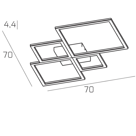 Plafoniera 88w 3000k 4000k toplight four squares nero per soggiorno