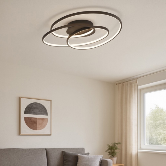 Plafoniera design nera 38w 3000k dimmerabile per soggiorno moderno