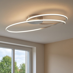 Plafoniera led design moderna ovale cromo per camera da letto
