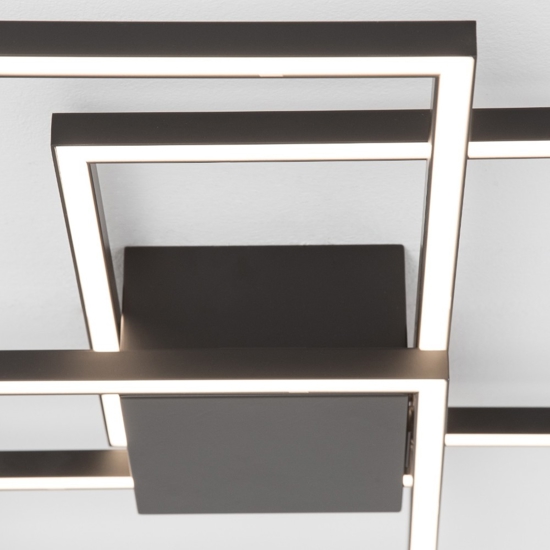 Plafoniera per soggiorno led 42w 3000k dimmerabile nera moderna