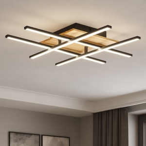 Eglo marinello plafoniera led 26w 3000k in legno nera design moderna
