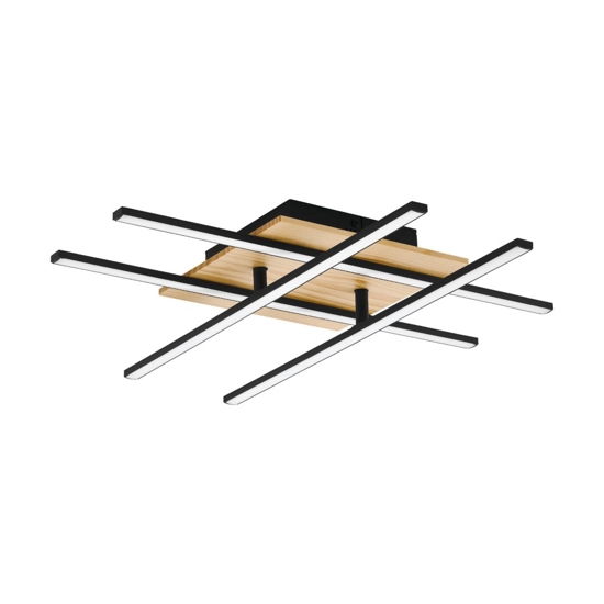 Eglo marinello plafoniera led 26w 3000k in legno nera design moderna