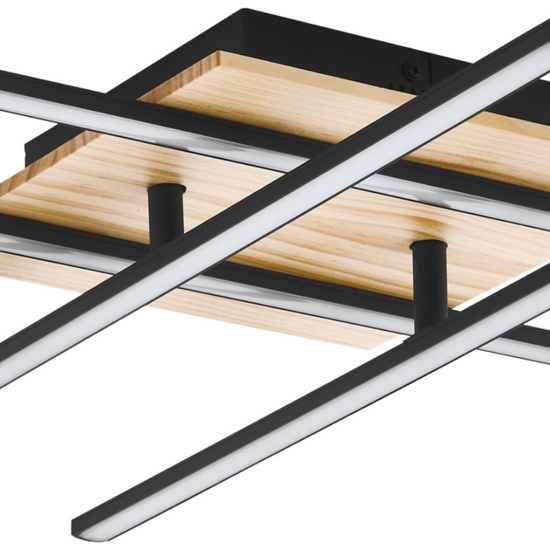 Eglo marinello plafoniera led 26w 3000k in legno nera design moderna
