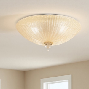Shell pl4 ideal lux plafoniera per soggiorno vetro ambra granigliato