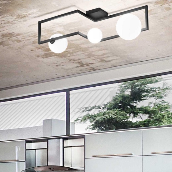 Angolo pl3 ideal lux plafoniera design angolo nero sfere vetro da interni