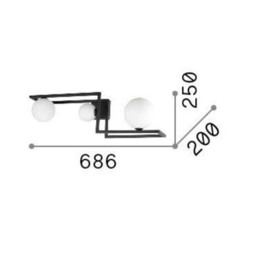 Angolo pl3 ideal lux plafoniera design angolo nero sfere vetro da interni