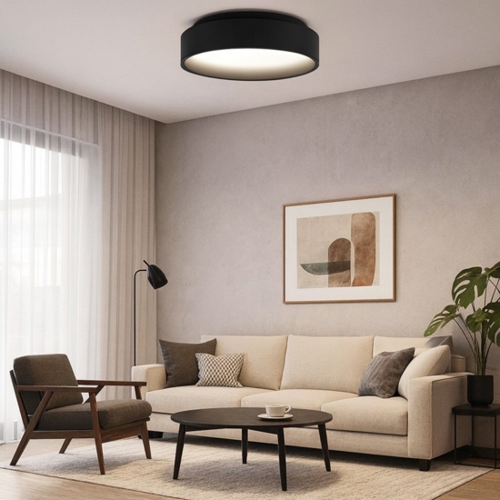 Ziggy pl d030 ideal lux plafoniera nera led 22w 3000k tonda per ingresso