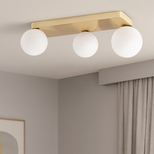 Penta pl3 ideal lux plafoniera ottone 3 sfere bianche vetro