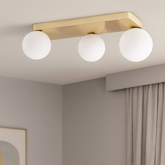 Penta pl3 ideal lux plafoniera ottone 3 sfere bianche vetro