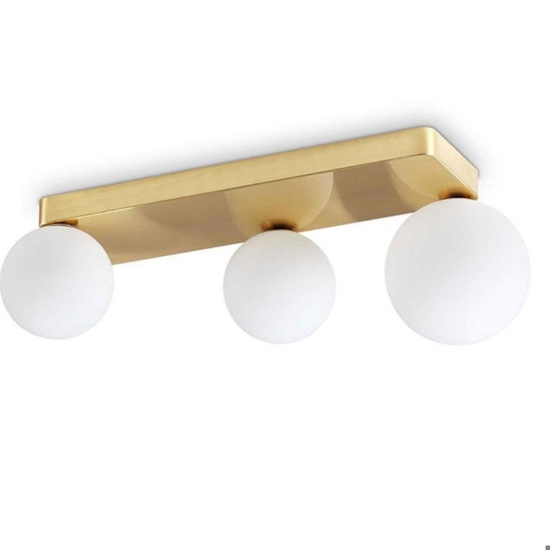 Penta pl3 ideal lux plafoniera ottone 3 sfere bianche vetro