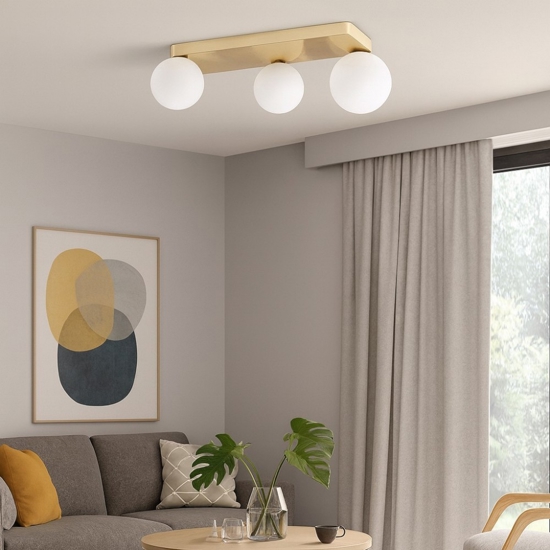Penta pl3 ideal lux plafoniera ottone 3 sfere bianche vetro