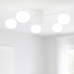 Visualizza i dettagli per Ideal lux hermes pl5 d90 plafoniera 5 sfere vetro bianco per salotto moderna Ideal lux hermes pl5 d90 plafoniera 5 sfere vetro bianco per salotto moderna
