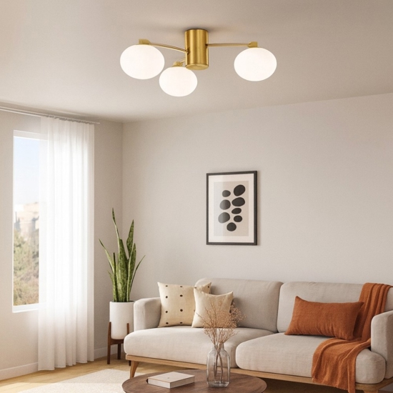 Ideal lux hermes pl3 d60 plafoniera tre sfere ottone ideal lux