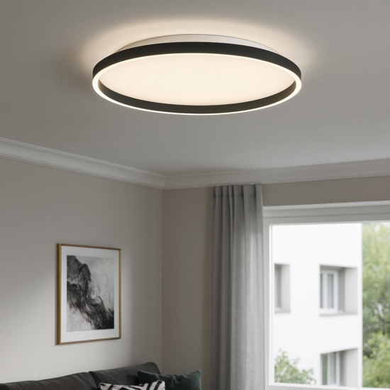 Plafoniera aela p-p nera gea luce per cucina moderna 36w 3000k 4000k