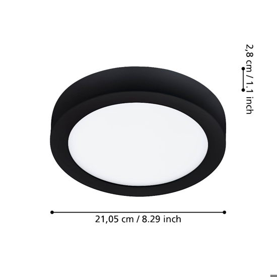Fueva z plafoniera da bagno rotonda nera led da 2700k a 6500k ip44