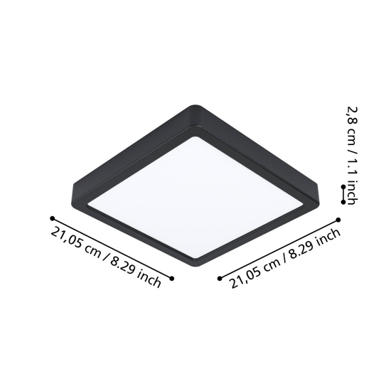 Fueva z eglo plafoniera da bagno nera led 16w 2700k a 6500k ip44