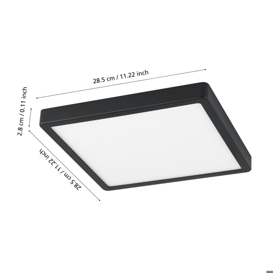 Fueva z eglo plafoniera da bagno quadrata minimal led 2700k a 6500k