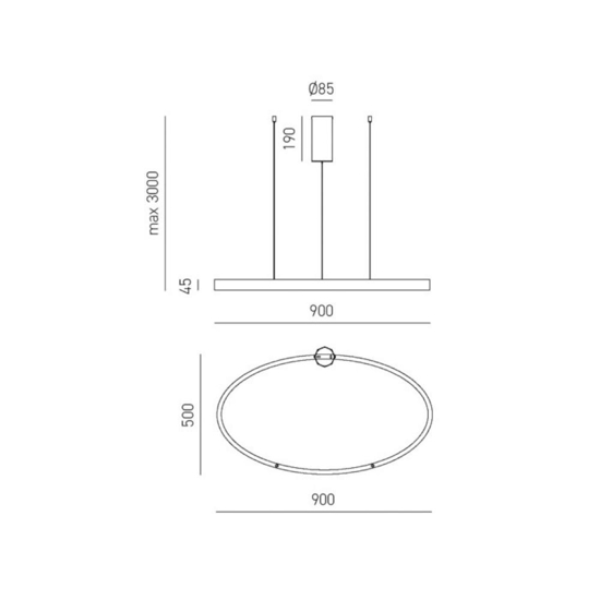 Gea luce criseide lampadario moderno led 3000k ovale bianco 90cm