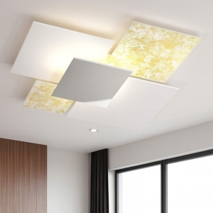 Top light shadow plafoniera da cucina moderna 90cm vetri bianco foglia oro