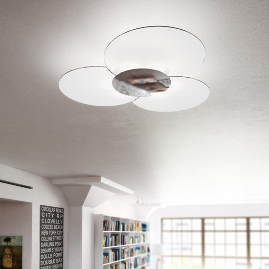 Plafoniera moderna vetri bianchi top light clover