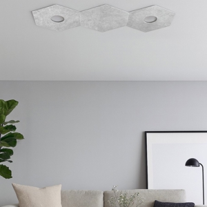Plafoniera led 2 luci con placca decoro foglia argento top light hexagon