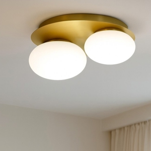 Ninfea pl2 ideal lux plafoniera moderna due luci ottone vetro bianco per ingresso