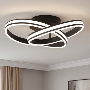 Plafoniera nera design moderna 58w dimmerabile per soggiorno